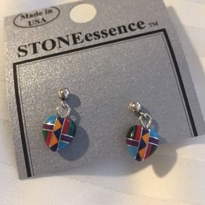 Handmade stone heart earrings
