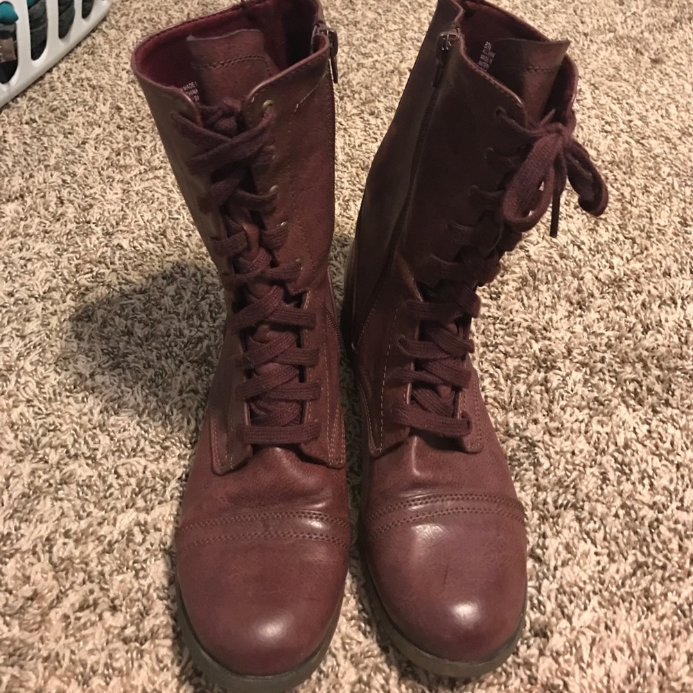 Maroon Combat Boots