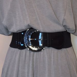 Patent leather and elastic waist belt