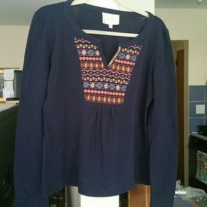 Skies Are Blue Gabrielle Embroidered Bib Knit Top