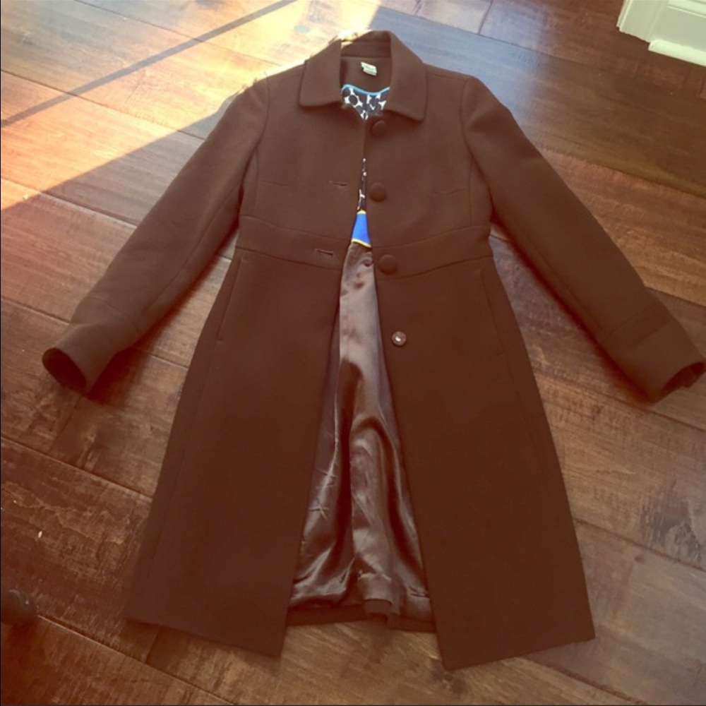 J Crew Brown Wool and Silk Coat