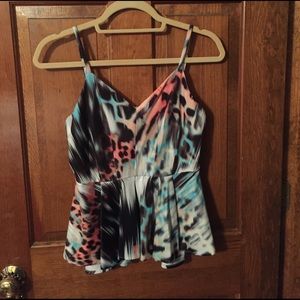 NEW Bebe Animal Print Peplum Top