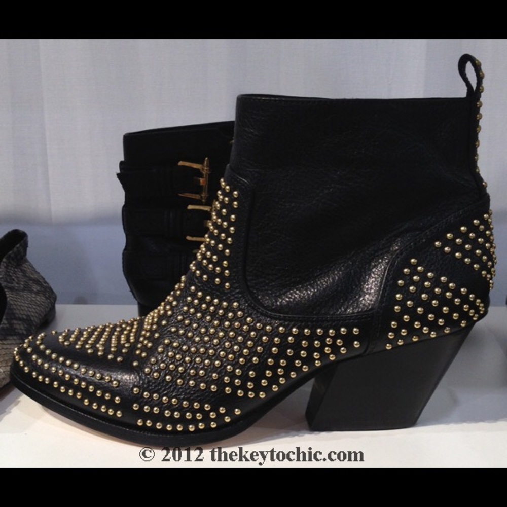 Dolce Vita Black and Gold Studded Booties