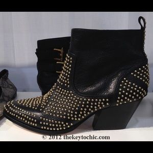 Dolce Vita Black and Gold Studded Booties