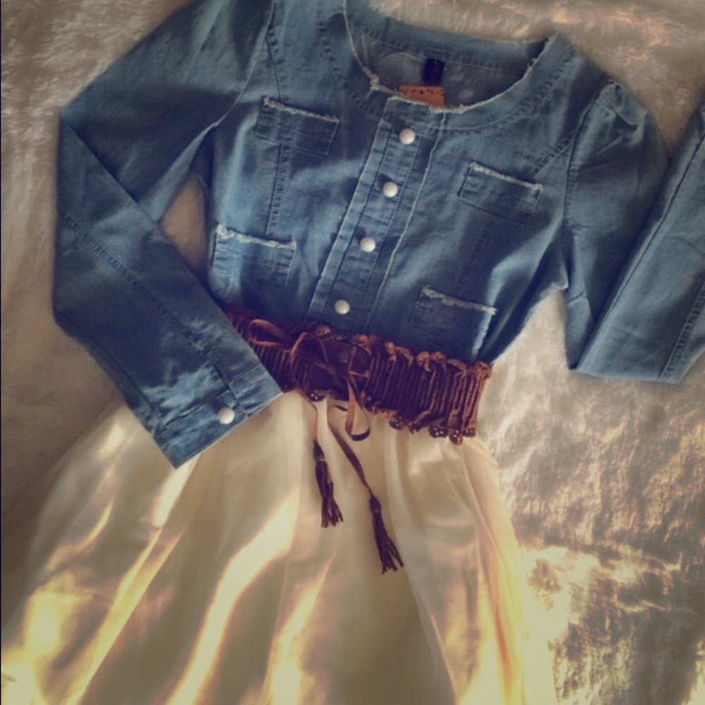Rustic chic country dress with denim and tulle