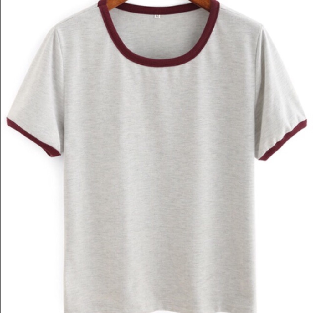 Contrast trim plain t shirt