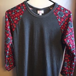 Lularoe Randy, XS, gray with pattern sleeves