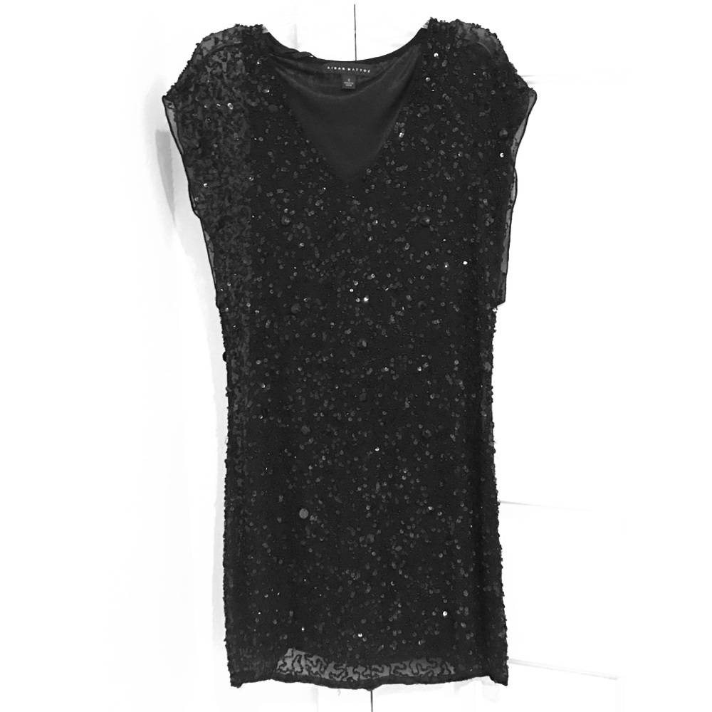 Aidan Mattox black sequin dress