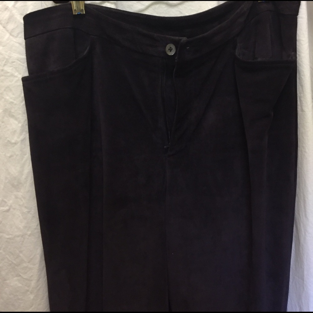 Suede Pants Ellen Tracy Eggplant Colored Sz 12