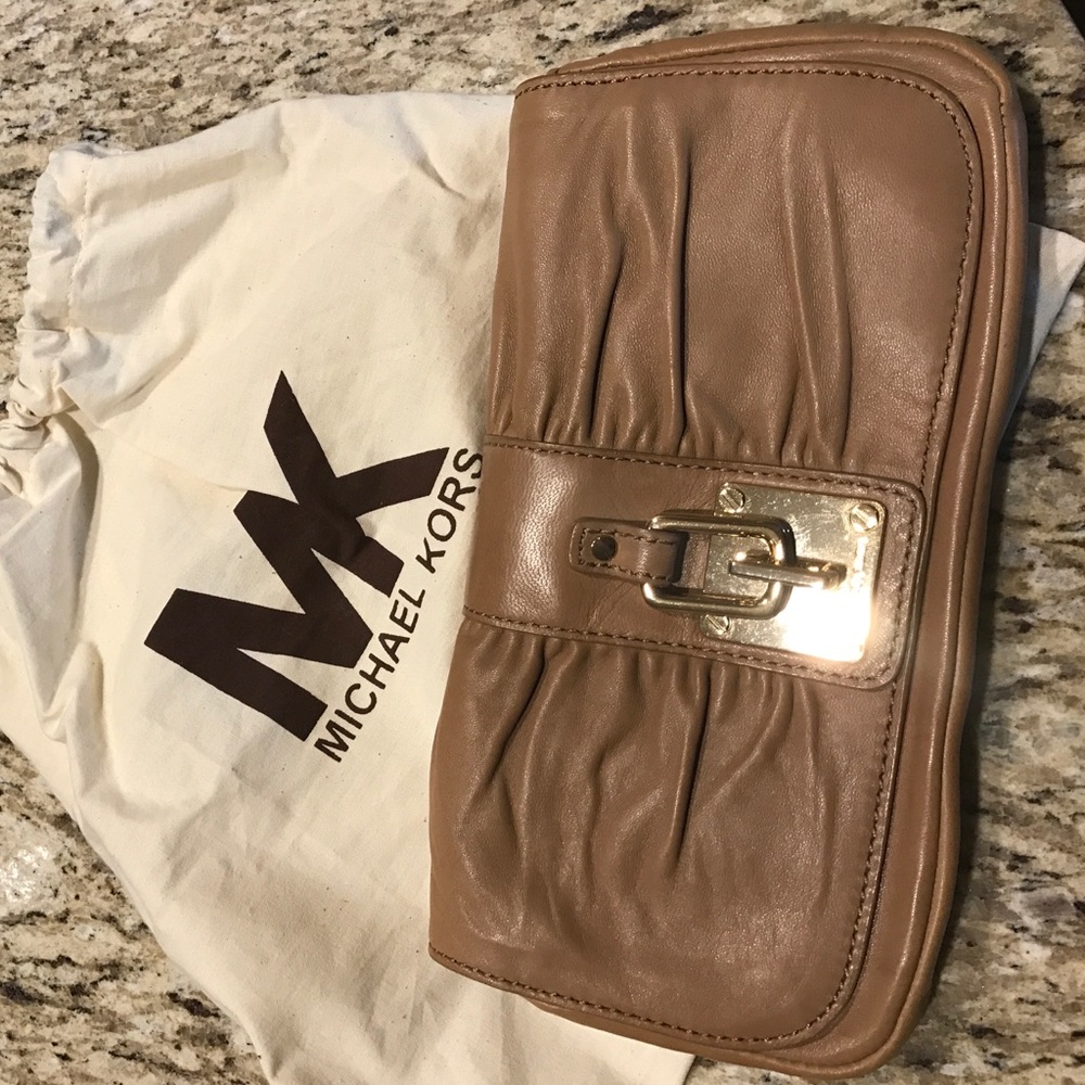 Michael Kors clutch bag tan