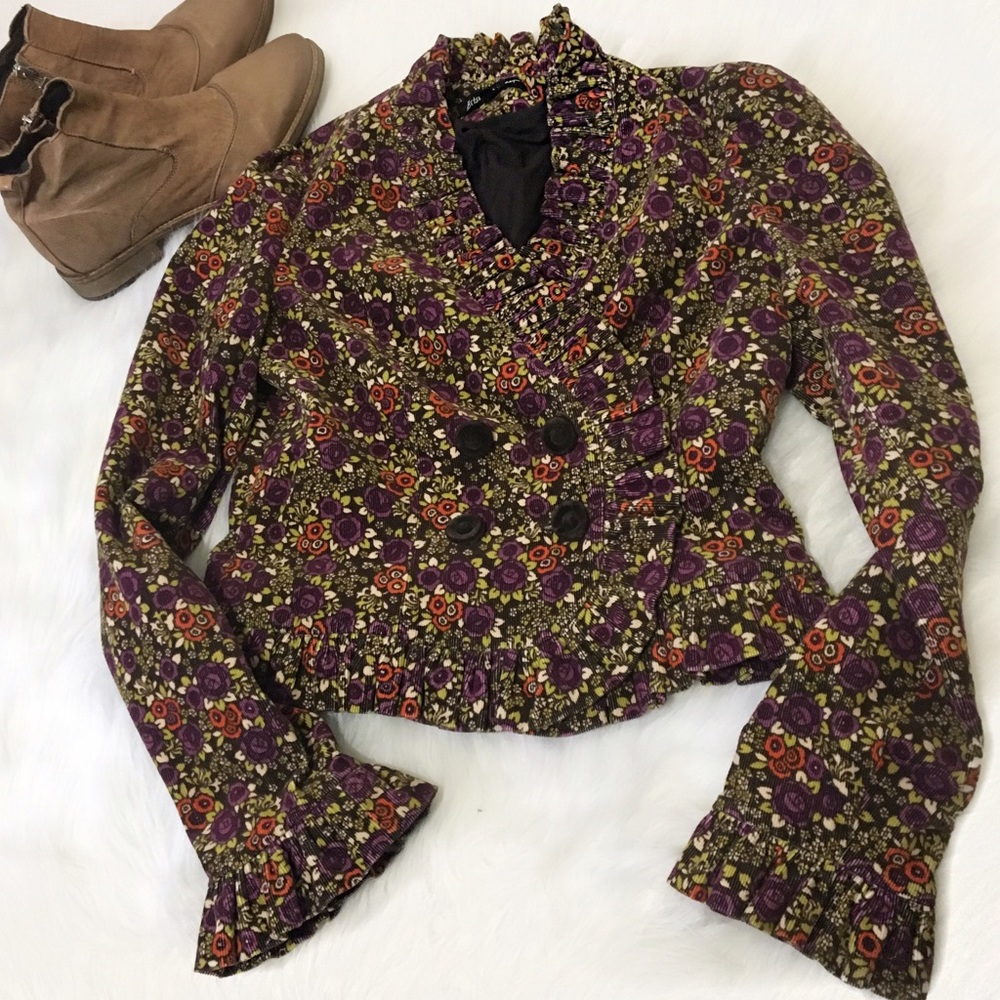 Betsey Johnson🌸Ruffled Corduroy Blazer