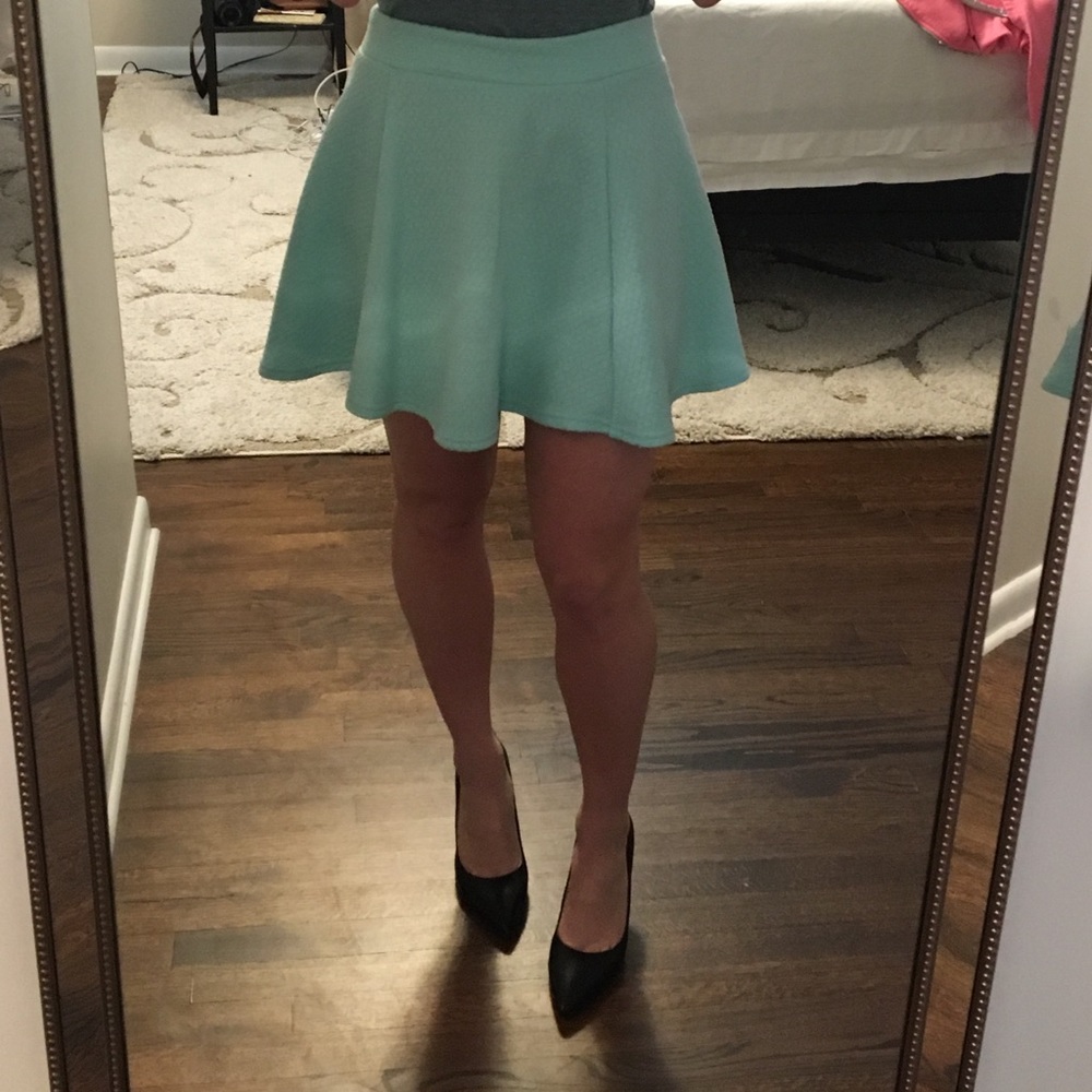 H&M light blue circle skater skirt