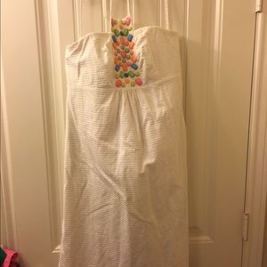 White Halter dress with colored gems