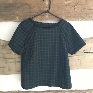 Greylin plaid top with fringe