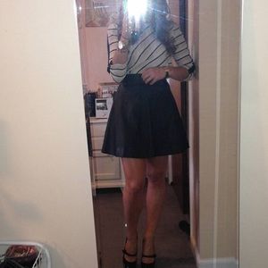 Faux leather circle skirt
