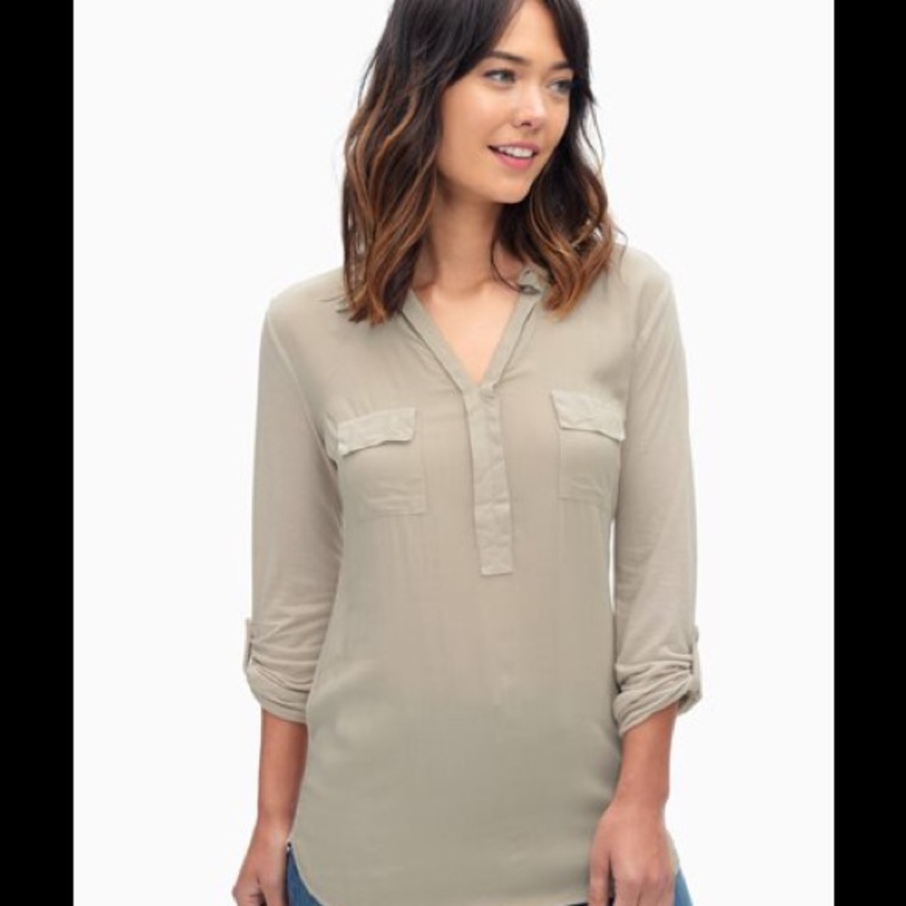 Splendid 3/4 Sleeve Mixed Media Top NWT