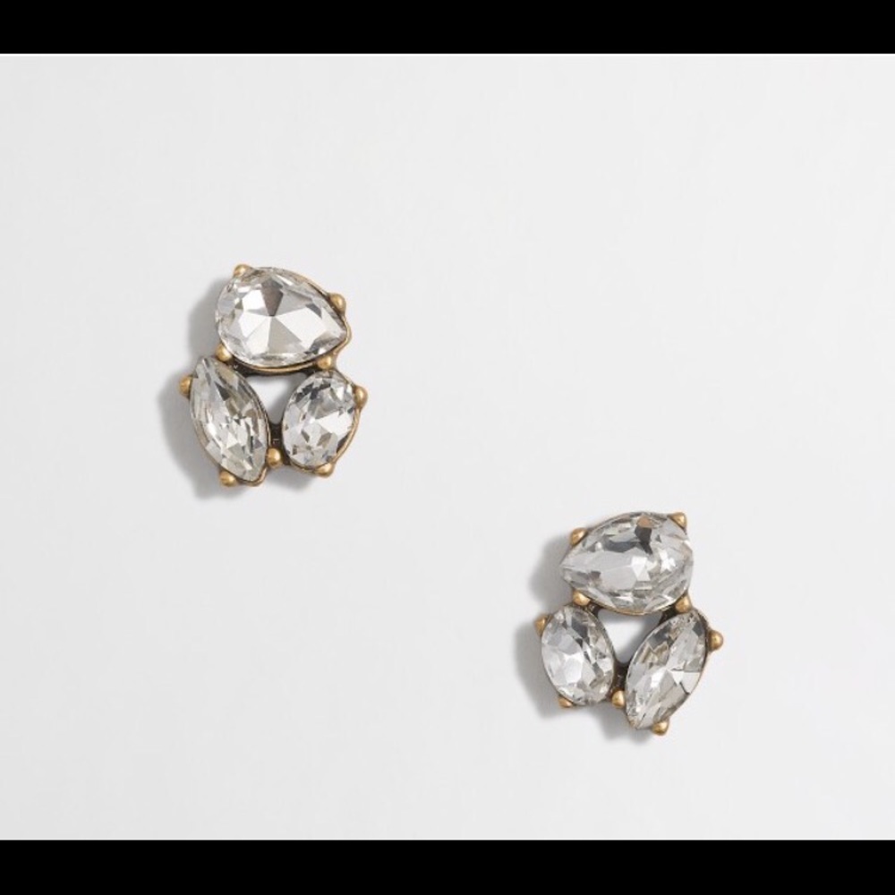New jcrew crystal trio earrings