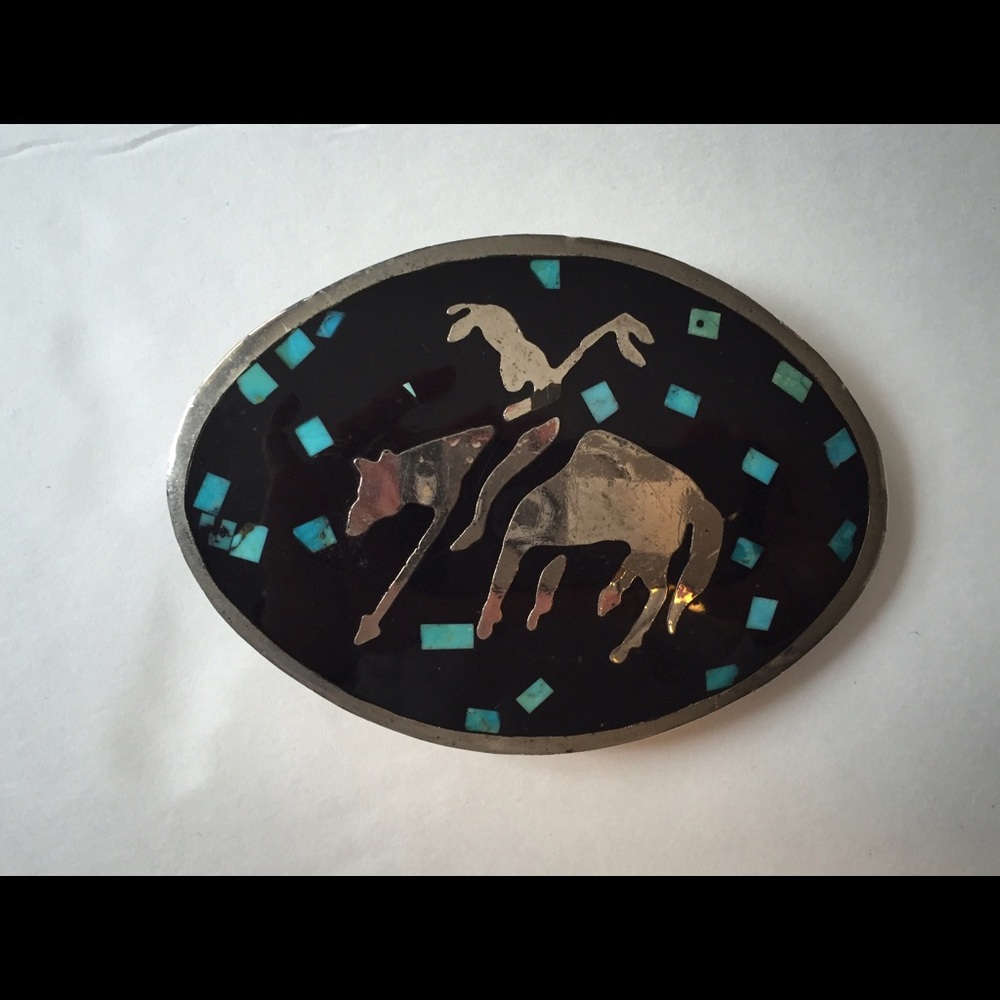 Vintage Native American Motif Belt Buckle