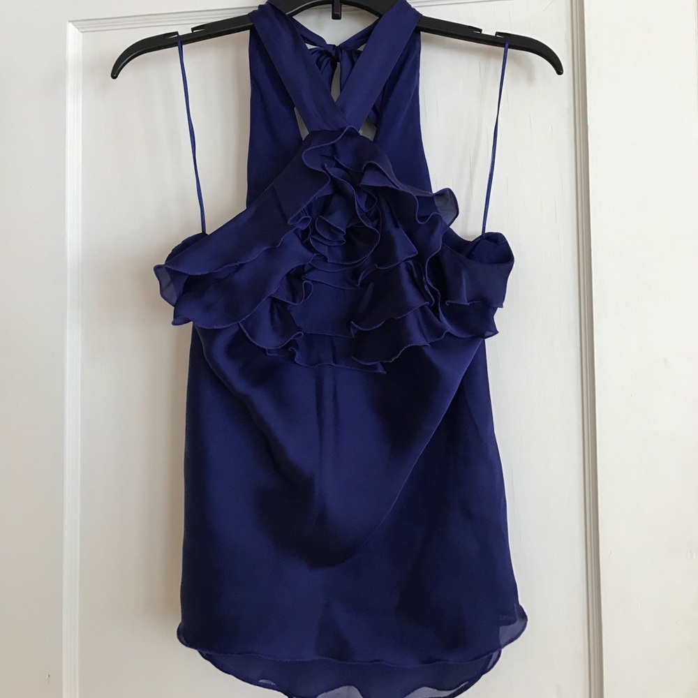Express Cobalt blue flutter halter top