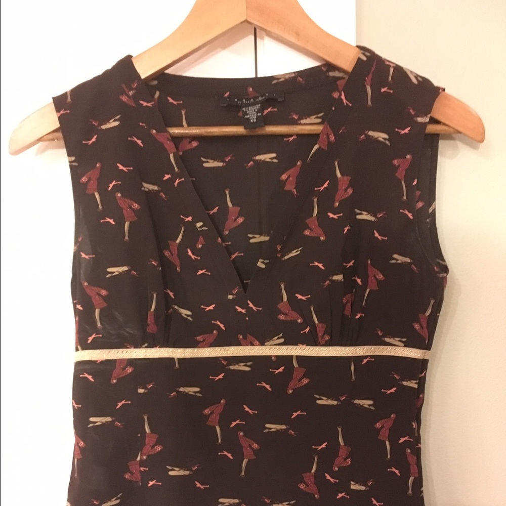 Laundry Shelli Segal aviation print silk blouse XS