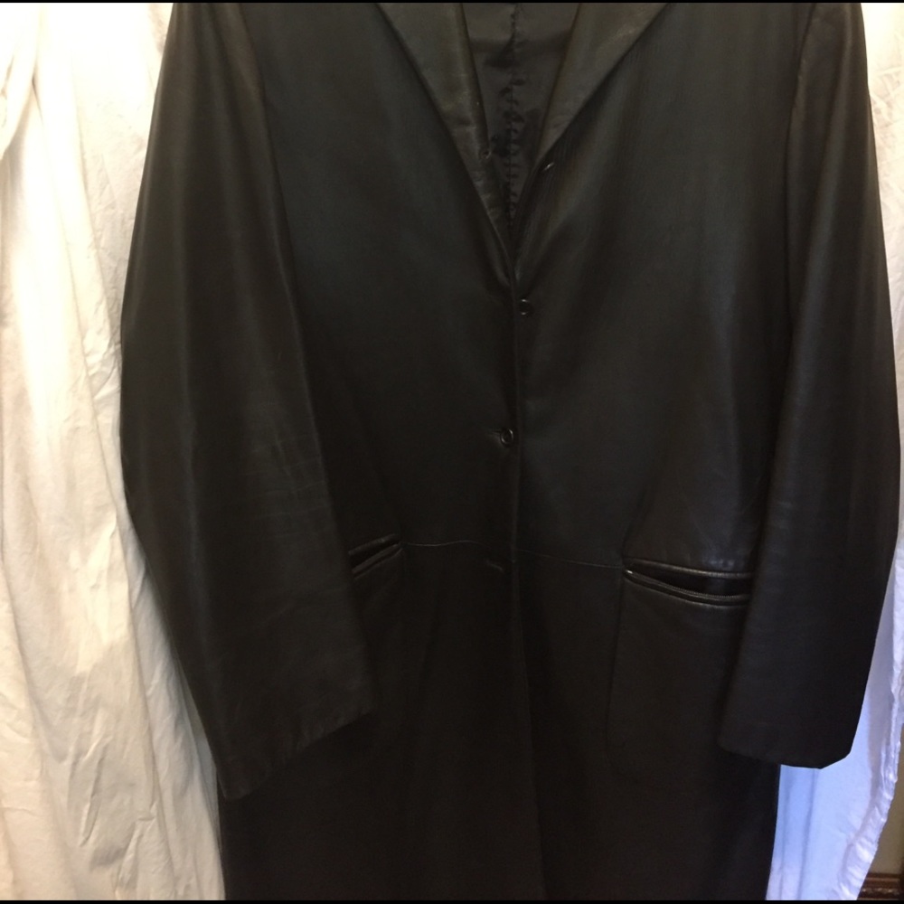Prada dark brown leather trench coat