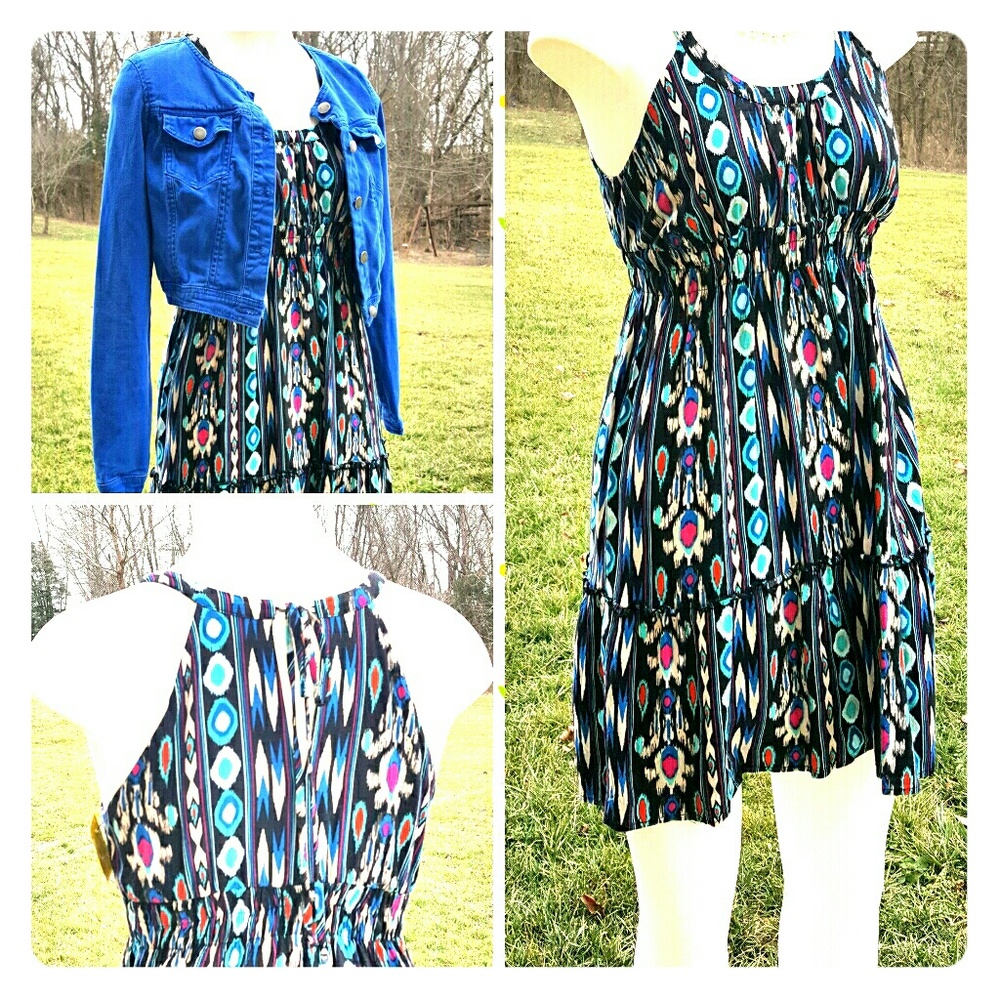 S BOHO Mossimo Dress Summer Elastic M Peacock Blue