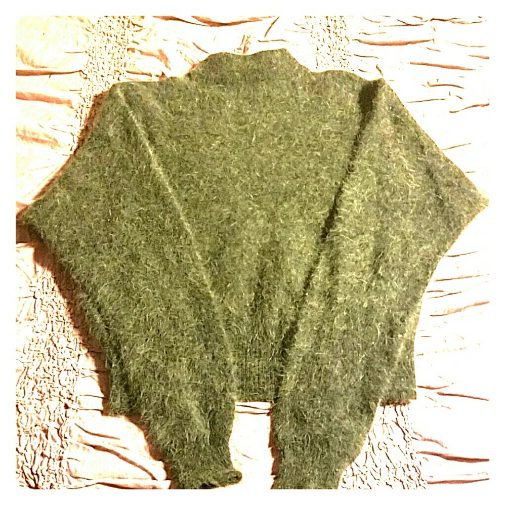 Cropped angora  mock turtleneck