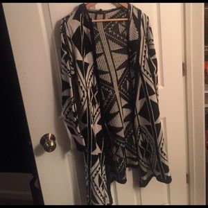 Hooded Aztec Print Cardigan