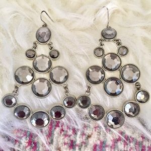 Sparkly gray chandelier earrings