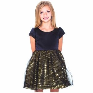 Stunning black and gold girl's formal dress