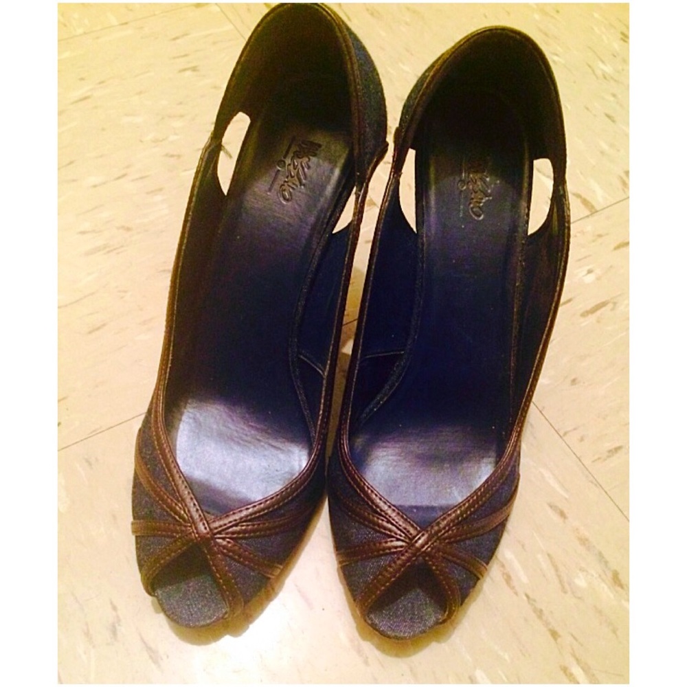 Denim Peep Toe Pumps