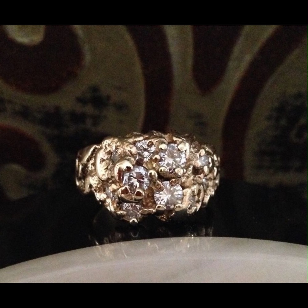 Diamond Nugget Ring 14k Aprox 1.50 Ct. 13.6 Grams