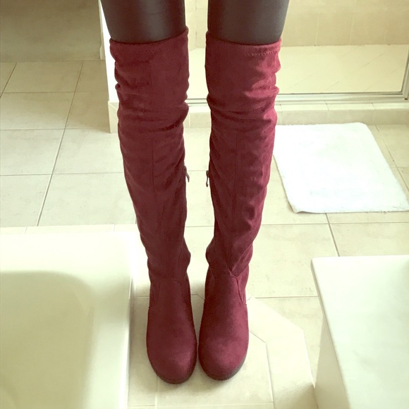 Merlot over the knee boots. - Picture 2 of 4
