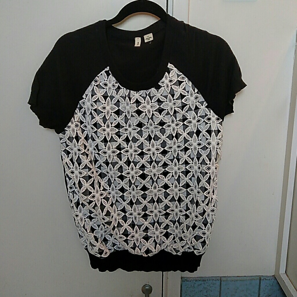 Anthropologie Moth S/P Black/White Lace Sweater