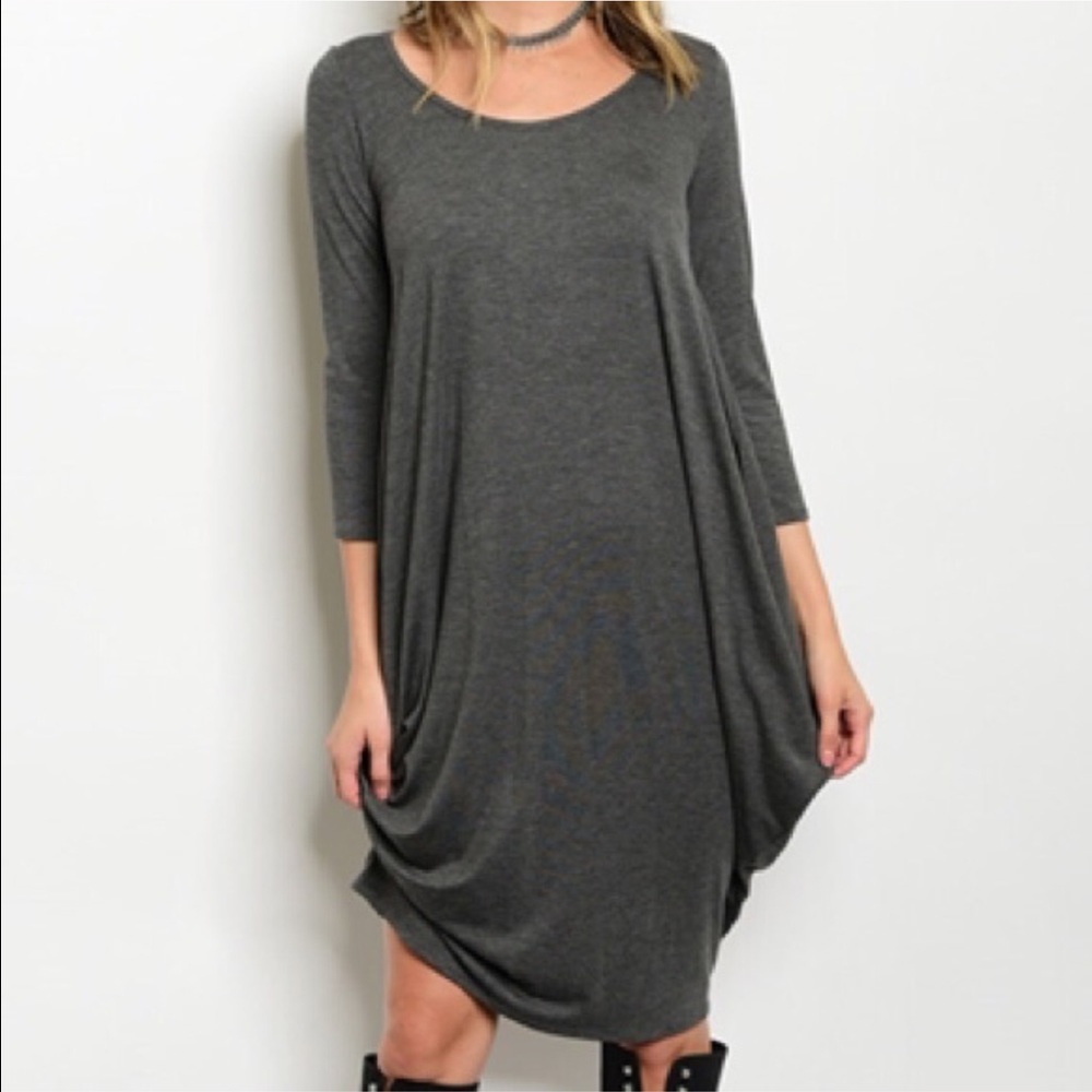 ❗Clearance❗Gray Side Draped Dress - Picture 3 of 4