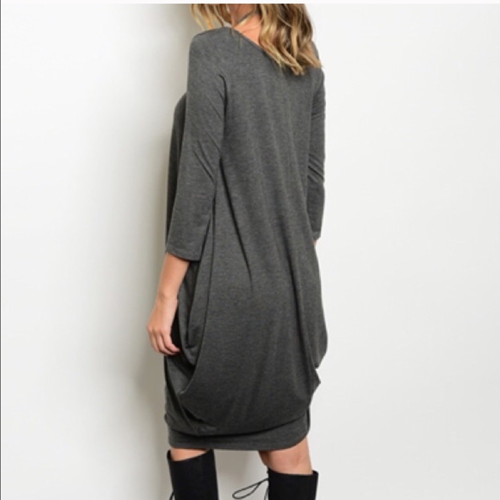 ❗Clearance❗Gray Side Draped Dress - Picture 4 of 4