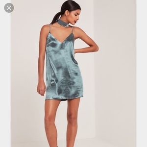Missguided silk satin tie choker dress NWOT