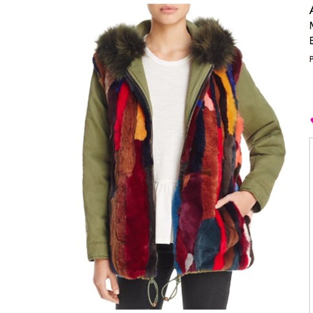AQUA x Maddie & Tae multicolor fur jacket