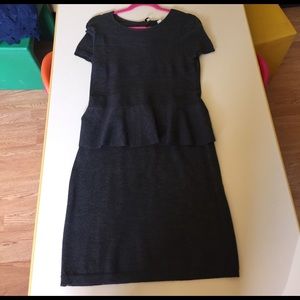 Gray Sweater Peplum dress Ann Taylor Loft