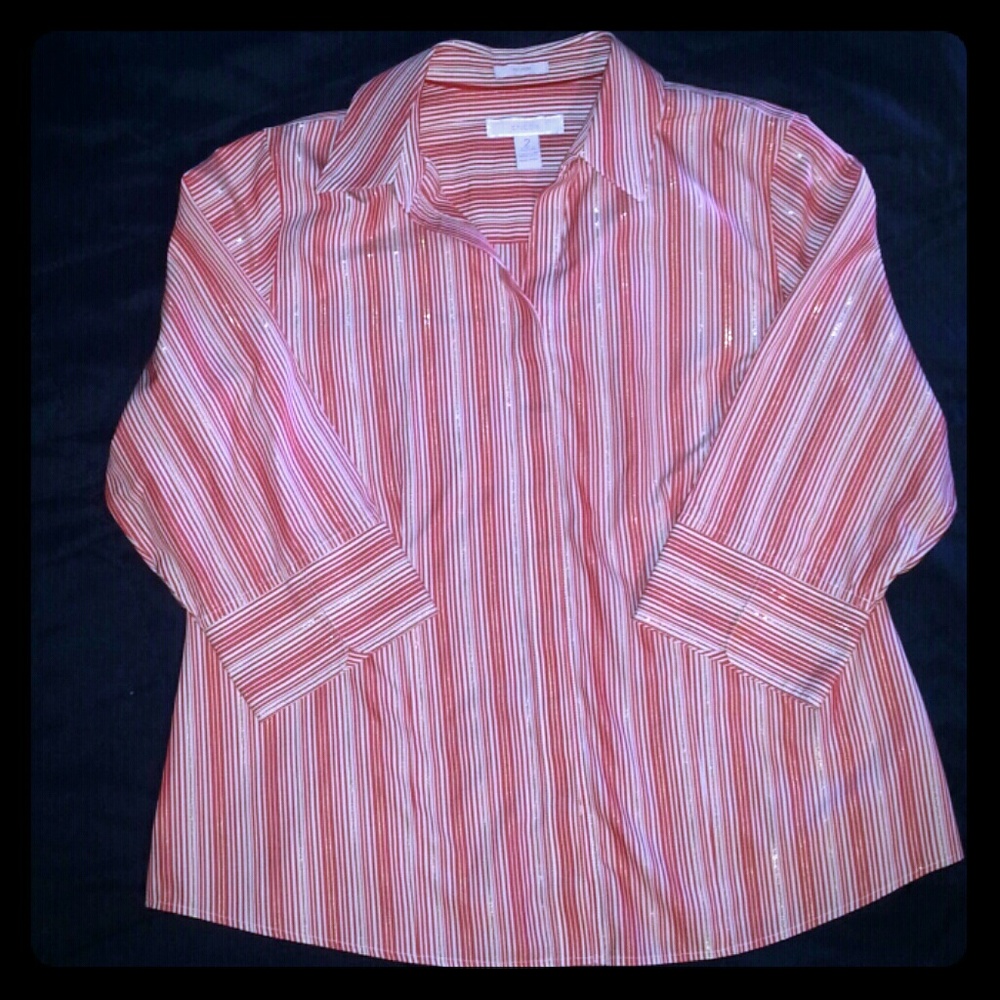 **SOLD**Chico's no-iron striped button down blouse