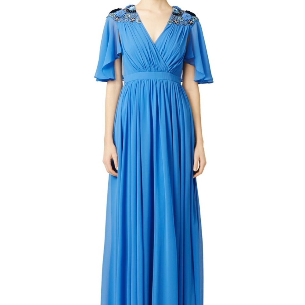 BADGLEY MISCHKA BLUE FLORAL GOWN