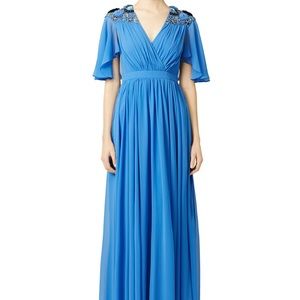 BADGLEY MISCHKA BLUE FLORAL GOWN