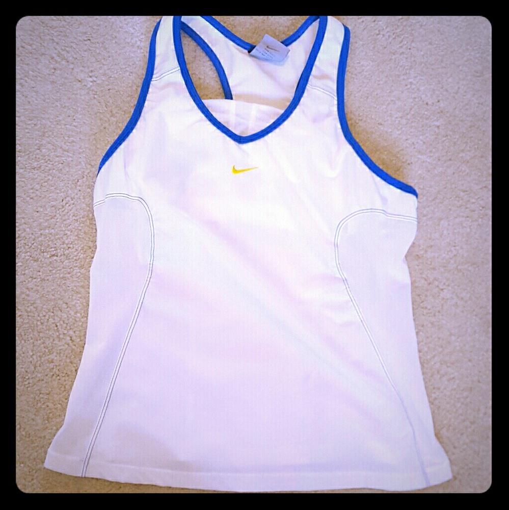 [Nike] Dri-fit white and blue top