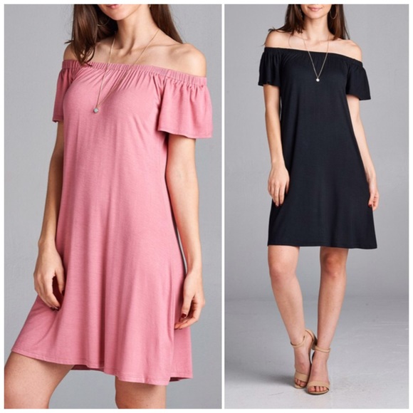 Black off Shoulder Dress - Picture 2 of 3