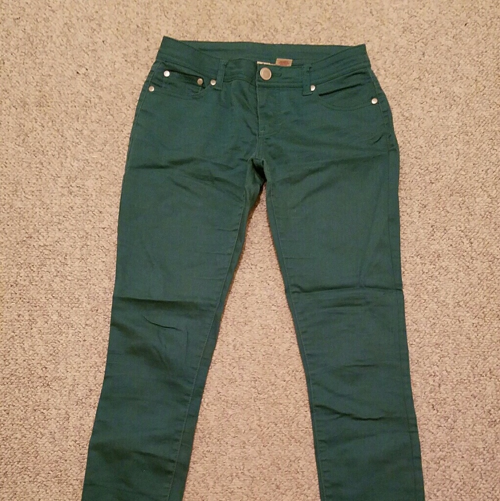 Dark green skinny jeans