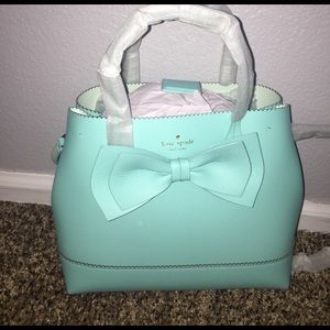 Soft leather / mint aqua bow bag