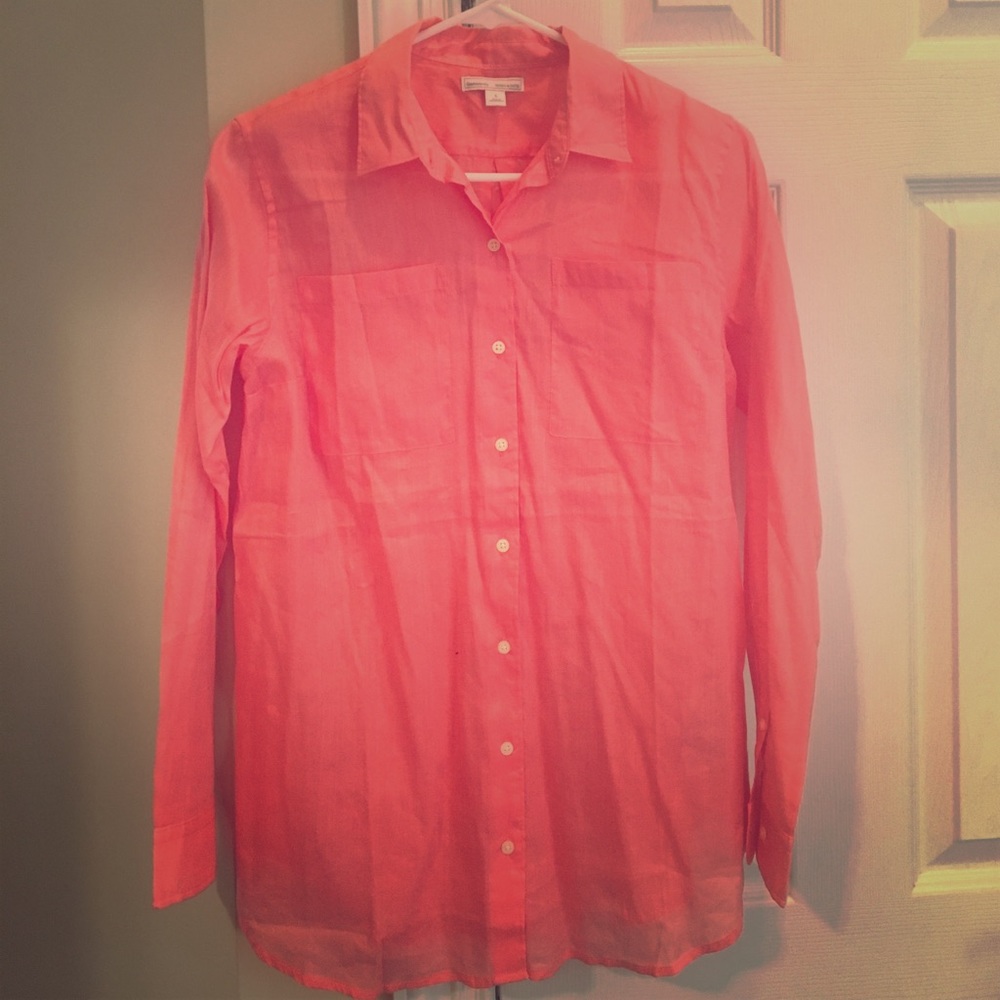 Coral button up shirt
