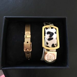 Rustic cuff Gold mini mesh and leopard kacy set