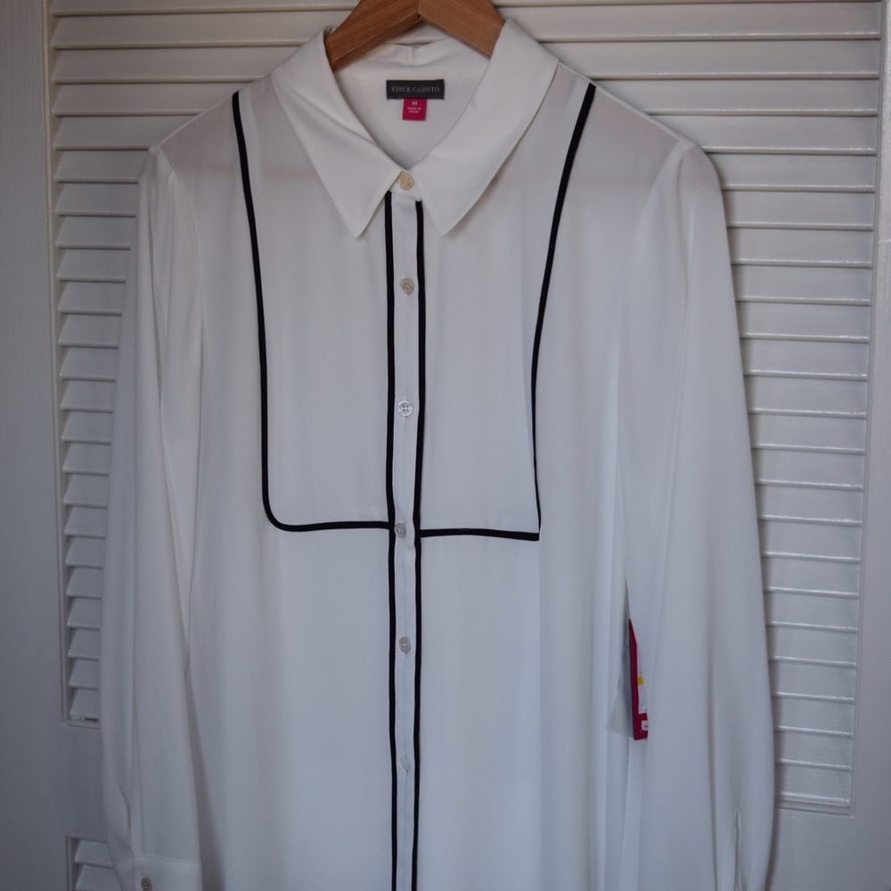 Vince Camuto Piped Contrast Blouse - NEW