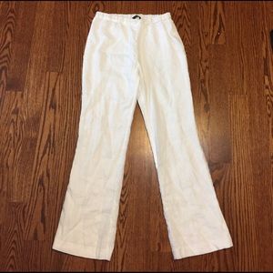 White LINED linen pants
